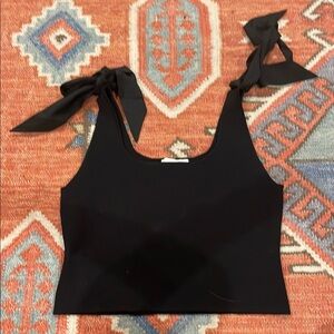 Black Sleeveless Top with Shoulder Ties